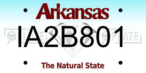 IA2B801 Arkansas License Plate