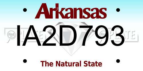 IA2D793 Arkansas License Plate