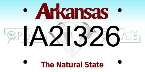 IA2I326 Arkansas License Plate