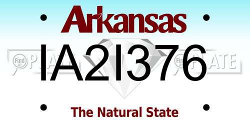 IA2I376 Arkansas License Plate