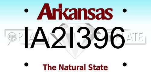 IA2I396 Arkansas License Plate