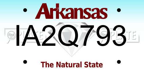 IA2Q793 Arkansas License Plate