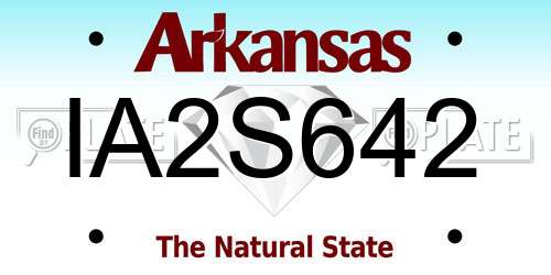 IA2S642 Arkansas License Plate