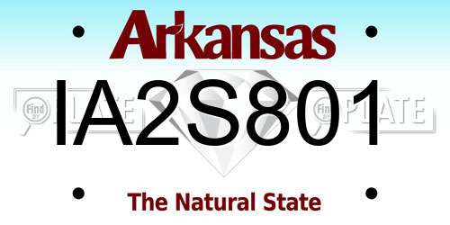 IA2S801 Arkansas License Plate
