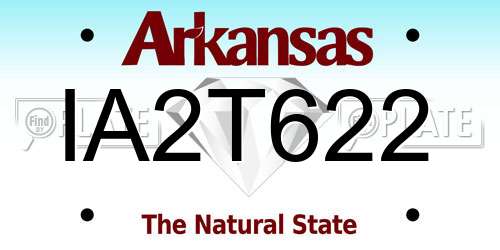 IA2T622 Arkansas License Plate