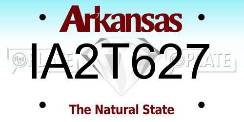 IA2T627 Arkansas License Plate