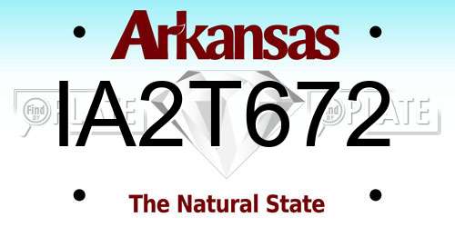 IA2T672 Arkansas License Plate