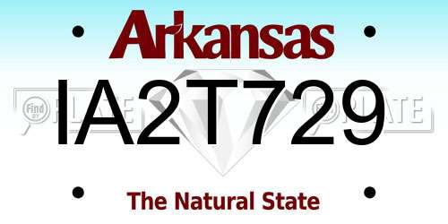 IA2T729 Arkansas License Plate