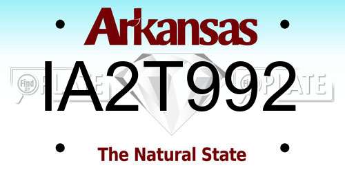 IA2T992 Arkansas License Plate