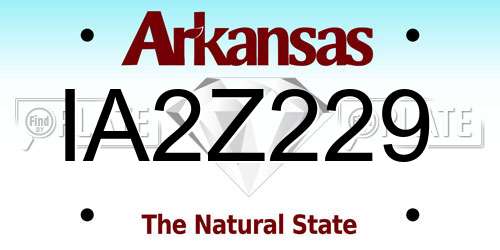 IA2Z229 Arkansas License Plate