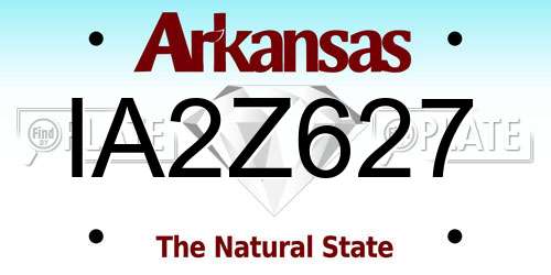 IA2Z627 Arkansas License Plate