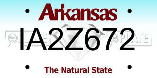 IA2Z672 Arkansas License Plate