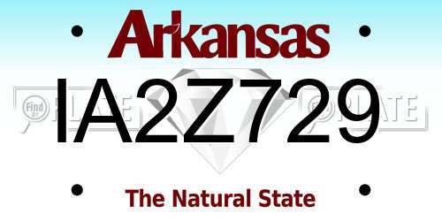 IA2Z729 Arkansas License Plate