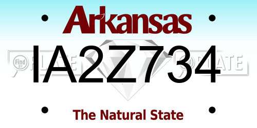 IA2Z734 Arkansas License Plate