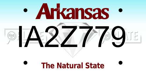 IA2Z779 Arkansas License Plate