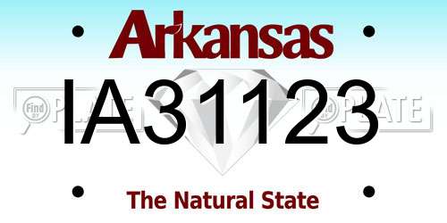 IA31123 Arkansas License Plate
