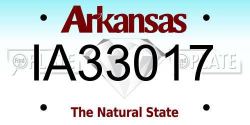 IA33017 Arkansas License Plate