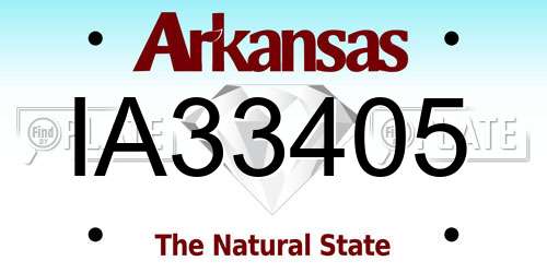 IA33405 Arkansas License Plate