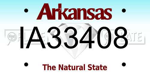 IA33408 Arkansas License Plate