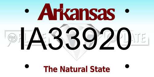 IA33920 Arkansas License Plate