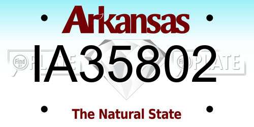 IA35802 Arkansas License Plate