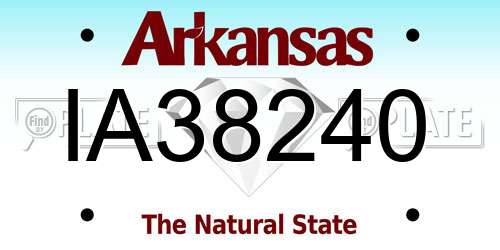 IA38240 Arkansas License Plate