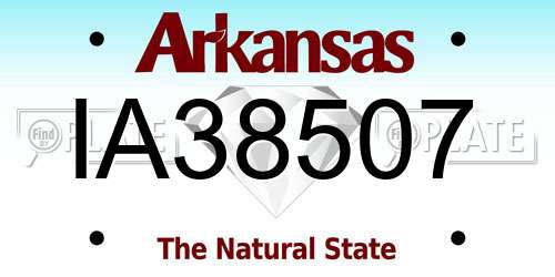 IA38507 Arkansas License Plate