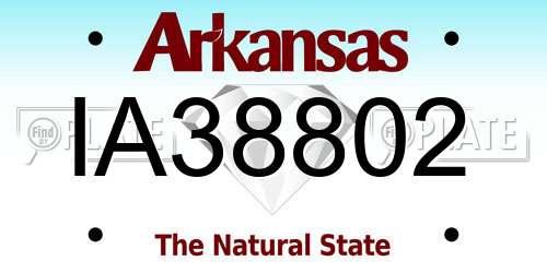 IA38802 Arkansas License Plate