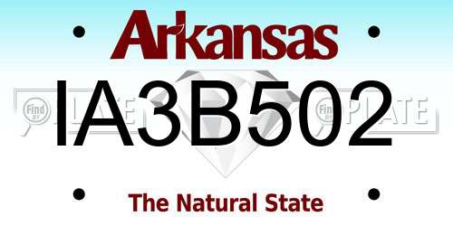 IA3B502 Arkansas License Plate