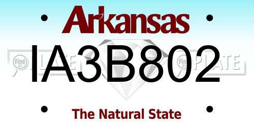 IA3B802 Arkansas License Plate