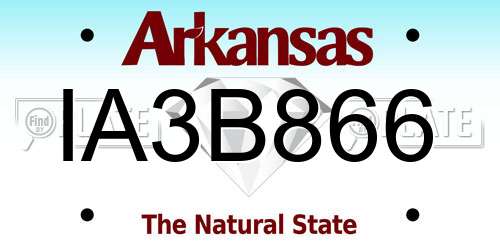 IA3B866 Arkansas License Plate