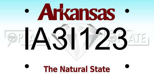IA3I123 Arkansas License Plate