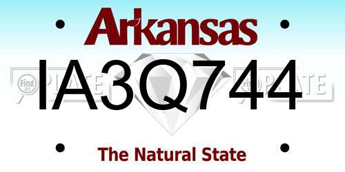 IA3Q744 Arkansas License Plate