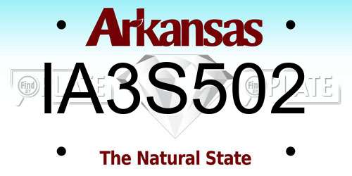 IA3S502 Arkansas License Plate