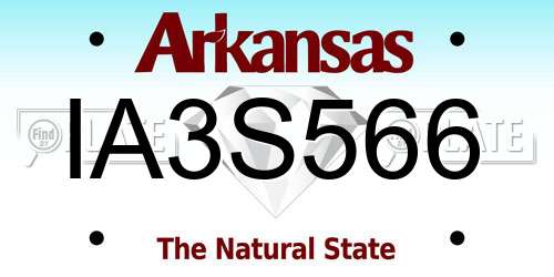 IA3S566 Arkansas License Plate