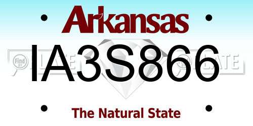 IA3S866 Arkansas License Plate