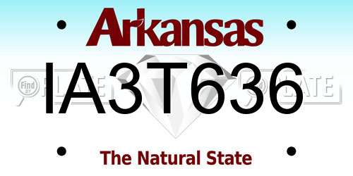 IA3T636 Arkansas License Plate
