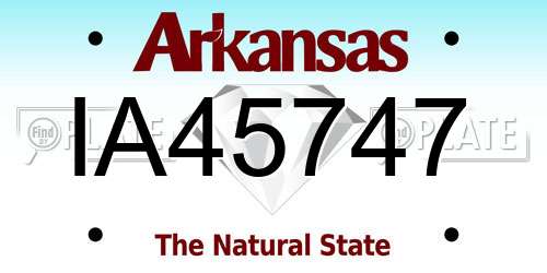 IA45747 Arkansas License Plate