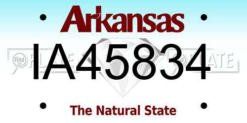 IA45834 Arkansas License Plate
