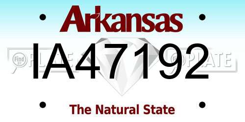 IA47192 Arkansas License Plate