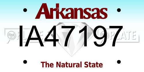 IA47197 Arkansas License Plate