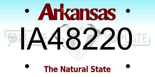 IA48220 Arkansas License Plate