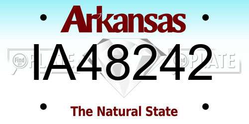 IA48242 Arkansas License Plate
