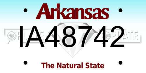 IA48742 Arkansas License Plate