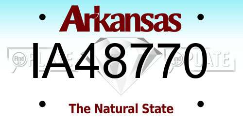 IA48770 Arkansas License Plate