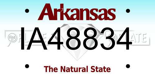 IA48834 Arkansas License Plate
