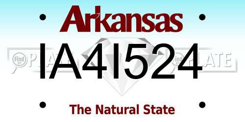IA4I524 Arkansas License Plate