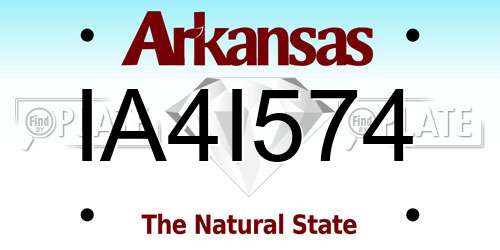 IA4I574 Arkansas License Plate