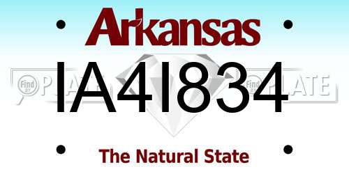 IA4I834 Arkansas License Plate