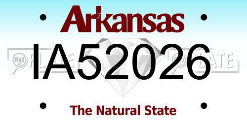 IA52026 Arkansas License Plate